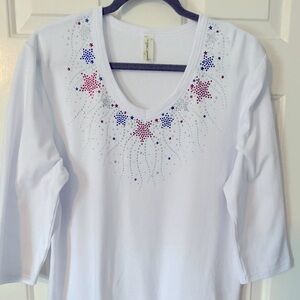 Patriotic Embellished Women's Top, Size Large,
NWOT